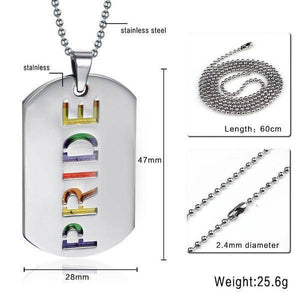 Pride Rainbow Dog Tag - LGBT Jewelry - Gay and Lesbian Pride Necklace - gaypridehub