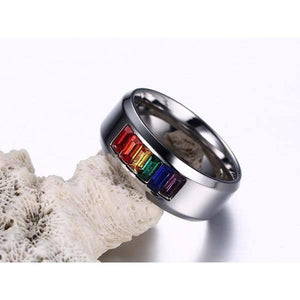 Rainbow Crystal Ring - gaypridehub