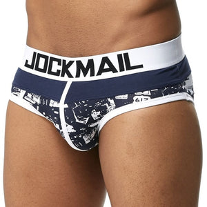 JOCKMAIL Brand Men Underwear Men's Sexy Print Briefs bulge pouch men bikini jockstrap Low waist breathable cotton gay underwear