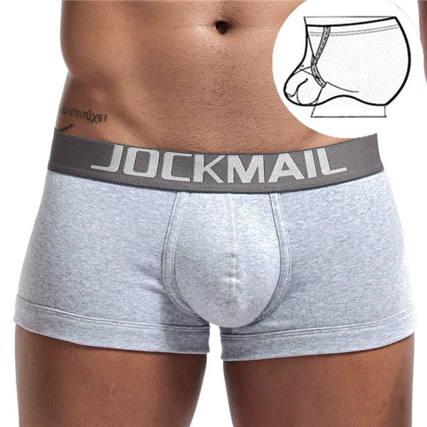 JOCKMAIL Cotton Men Boxer U Convex Pouch Adjustable Size Ring Cock