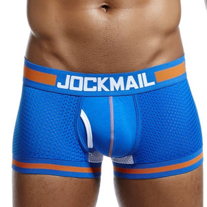 JOCKMAIL Brand Underwear Men Boxer Mesh U Pouch Sexy Underpants Cueca Boxer Men Cotton Pants Cueca Masculina Gay Male Panties