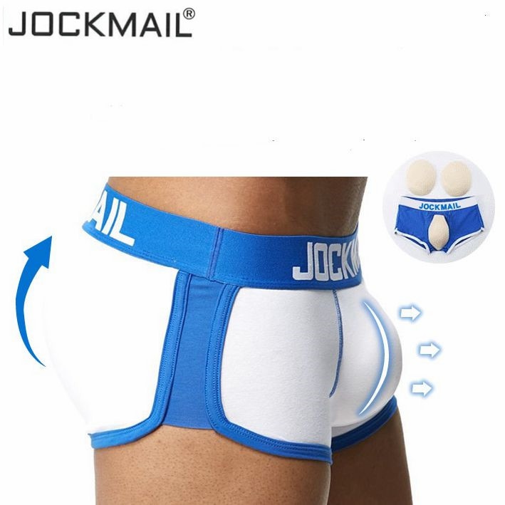JOCKMAIL Mens Package and Butt Padded Underwear Enhancing Boxer Shorts  Men's Butt Padded Sport Short Knee Padded Underwear Men Have Removable Pads